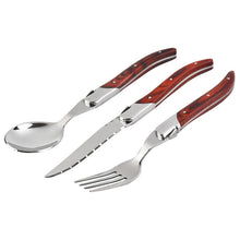 Load image into Gallery viewer, Red Wooden Handle Steak Steak Main Knife and Fork Western Tableware Knife and Fork Factory
