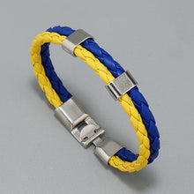 Load image into Gallery viewer, Blue Yellow Multi-Layer Woven Leather Bracelet Creative New Flag of Ukraine Color Bracelet
