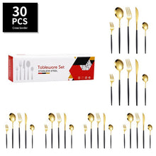 Load image into Gallery viewer, Stainless Steel Tableware Portuguese Knife and Fork 30-Piece Set Western Food Golden Steak Knife, Fork and Spoon Light Luxury Gift Set
