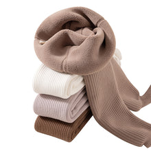 Load image into Gallery viewer, Girls' Winter Pantyhose Thick Outer Wear One-Piece Fleece Thickened Coaster Vertical Bar Leggings
