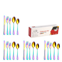 Load image into Gallery viewer, Tableware Set Stainless Steel 20-Piece Set 5-Piece Set Creative Western Food Steak Knife, Fork and Spoon Gold
