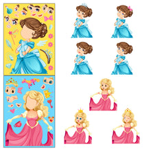 Load image into Gallery viewer, 6 Sheets/Pack Princess Face Changing Stickers Puzzle Stickers Cartoon Princess Face Changing Make a Face Toy Puzzle Stickers
