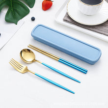 Load image into Gallery viewer, Stainless Steel Portable Tableware Set Chopsticks Spoon Fork Portuguese Tableware Three-Piece Stainless Steel
