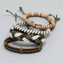 Load image into Gallery viewer, European And American Popular Ornament Personalized Woven Multi-Layer Hemp Rope Bracelet Wrist String Simple Diy4-Piece Leather Bracelet
