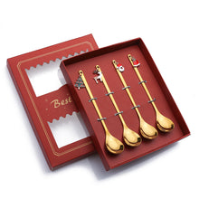 Load image into Gallery viewer, Spoon Golden Pendant Spoon Christmas Gift Peripheral Christmas Hat Gift Six Pack Spoon Tableware Gift Box
