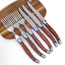 Load image into Gallery viewer, Direct Selling Stainless Steel Steak Knife and Fork Rosewood Wooden Handle Steak Knife and Fork Set
