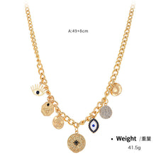 Load image into Gallery viewer, Women's Mystic Coin Diamond-Embedded Embossed Pendant Bib Necklace
