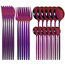 Load image into Gallery viewer, Stainless Steel Tableware 24-Piece Set Bright Portuguese Western Food Gold Knife, Fork and Spoon I
