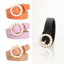 Load image into Gallery viewer, Fashion Trend round Pearl Pin Buckle Highlight Temperament Noble Belt
