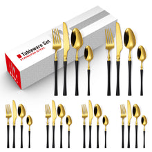 Load image into Gallery viewer, Stainless Steel Knife and Forks Four-Piece Spray Paint Small Waist Tableware 24 Pieces Golden Set Creative Western Food Steak Knife, Fork and Spoon
