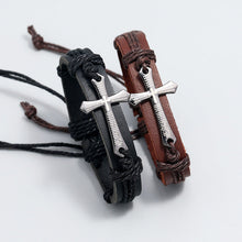 Load image into Gallery viewer, Fashion and Trendy Accessories Personality Handmade Braided Leather Bracelet Simple Pull Adjustable Vintage Leather Bracelet
