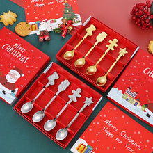 Load image into Gallery viewer, Cross-Border Stainless Steel Christmas Tableware Spoon Creative Coffee Spoon Gift Box Cute Suit

