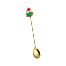 Load image into Gallery viewer, Q Christmas Gift Creative Small Spoon Golden Elk Cartoon Fruit Fork Christmas Tree Old Man Dessert Coffee Spoon
