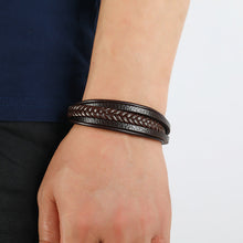 Load image into Gallery viewer, Popular Ornament Simple Woven Leather Bracelet Simple All-Match Men's Magnetic Buckle Bracelet Bracelet
