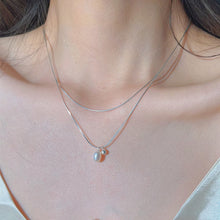 Load image into Gallery viewer, S925 Sterling Silver Simple Double Layer Twin Pearl Necklace Personalized Clavicle Chain
