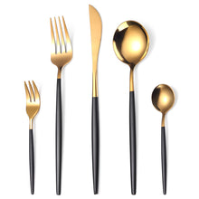 Load image into Gallery viewer, Portugal Gold Stainless Steel Tableware Five-Piece Set Tableware Set Knife, Fork and Spoon

