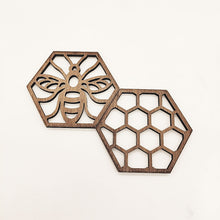 Load image into Gallery viewer, 4pcs/Set Honeycomb Bee Wooden Ornaments Creative Honeycomb Coaster Pendant Multi-Purpose Crafts
