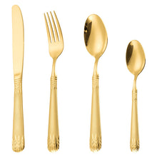 Load image into Gallery viewer, Gold Wheat Knife, Fork and Spoon Four-Piece European-Style Relief Western Food Knife and Fork Western Tableware Gift Set
