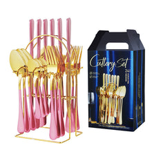 Load image into Gallery viewer, Product Stainless Steel Tableware 24-Piece Set 1010 Four Main Pieces Knife, Fork and Spoon
