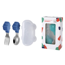 Load image into Gallery viewer, Baby Fork and Spoon Integrated Silica Gel Sucker Toddler Feeding Dinner Plate Children Tableware
