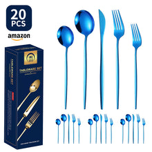 Load image into Gallery viewer, Product Stainless Steel Tableware 20-Piece Set Gold Plated Portugal Knife, Fork and Spoon
