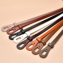 Load image into Gallery viewer, Thin Belt Non-Hole Design Decorative Band Waist Seal Dress Versatile Two-Layer Leather Women's Leather Belt
