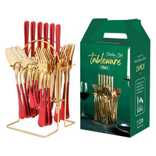 Load image into Gallery viewer, Stainless Steel Tableware Set Western Tableware Knife, Fork and Spoon 24-Piece Set
