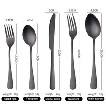 Load image into Gallery viewer, Stainless Steel Tableware Set for 4 People 20 Pieces Black Knife, Fork and Spoon Dishwasher Safe
