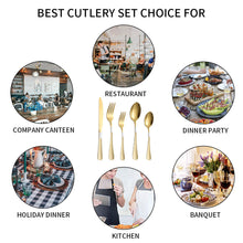 Load image into Gallery viewer, Stainless Steel Tableware Set Plaid Handle Knife, Fork and Spoon Christmas Tableware Gift Box 20-Piece Set
