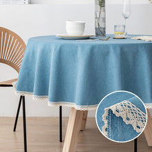 Load image into Gallery viewer, Round Linen Tablecloth TPU Waterproof and Oil-Proof Fabric Hotel Household round Table Dining Table Cloth Tablecloth
