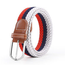 Load image into Gallery viewer, Hole Pin Buckle Belt Women's Canvas Elastic Waistband Casual Stretch Woven Leather Belt
