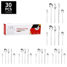 Load image into Gallery viewer, Stainless Steel Tableware Portuguese Knife and Fork 30-Piece Set Western Food Golden Steak Knife, Fork and Spoon Light Luxury Gift Set
