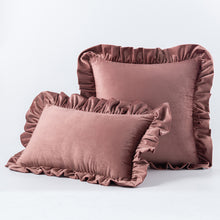 Load image into Gallery viewer, Ruffled Solid Color Pillow Cover Velvet Sofa Home Soft Backrest Cushion Cover
