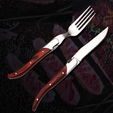 Load image into Gallery viewer, Red Wooden Handle Steak Steak Main Knife and Fork Western Tableware Knife and Fork Factory
