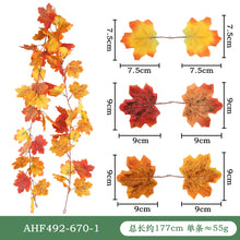 Load image into Gallery viewer, 5pcs/Set Artificial Maple Leaf Vine Artificial Plant Rattan Christmas Wall Hanging Plastic Wickers Plants
