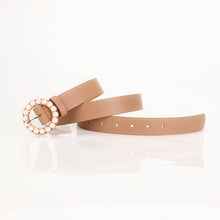 Load image into Gallery viewer, Fashion Trend round Pearl Pin Buckle Highlight Temperament Noble Belt
