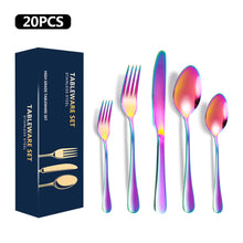 Load image into Gallery viewer, Stainless Steel Tableware Set 5-Piece Western Food Knife, Fork and Spoon 20-Piece Set Gift Set

