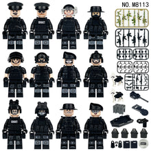 Load image into Gallery viewer, Building Blocks Toy SWAT Doll Toy Suit Black Jeep Mini Rubber Raft
