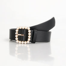 Load image into Gallery viewer, Women's Belt Square Button Point Pearl Sweet Elegant Dress Decorative Band
