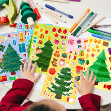 Load image into Gallery viewer, 6 Sheets/Pack Christmas Tree Face Changing Stickers Children Christmas Party DIY Christmas Tree Puzzle Stickers
