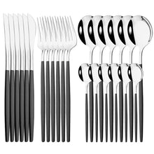 Load image into Gallery viewer, Stainless Steel Tableware 24-Piece Set Bright Portuguese Western Food Gold Knife, Fork and Spoon I

