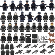 Load image into Gallery viewer, MOC Military Police Building Block Set Black SWAT Small Particle Assembly Doll Toy Toy Bag

