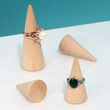 Load image into Gallery viewer, 3PCs/Set Creative Ring Display Stand Cone Counter Ring Setting Cone Solid Wood Base Jewelry Ornament Ornaments
