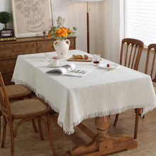 Load image into Gallery viewer, White Cotton Linen Fabric Tablecloth Decorative Cloth Waffle Cotton Thread Rectangular Lace round Tablecloth Ins French Cloth

