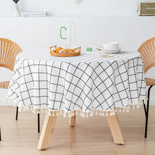 Load image into Gallery viewer, Round Linen Tablecloth TPU Waterproof and Oil-Proof Fabric Hotel Household round Table Dining Table Cloth Tablecloth
