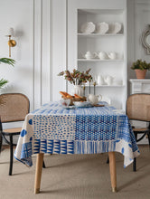 Load image into Gallery viewer, INS Style Cotton Linen Tablecloth Ethnic Style Bohemian Black and White Printed Dining Room Table Cloth Book Tablecloth
