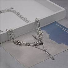 Load image into Gallery viewer, Zircon Double Layer Twin Twist Knot Necklace Hip Hop Men and Women Simple Ornament
