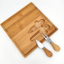 Load image into Gallery viewer, Stainless Steel Cheese Knife Three-Piece Bamboo Board Set Cheese Knife Butter Knife Baking Tool Cream Cheese Cutter
