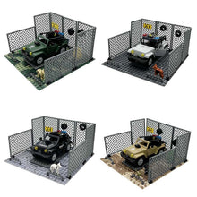 Load image into Gallery viewer, MOC Small Particle Building Blocks Garage Car Parking Place Meshes of Fence Military Wheels
