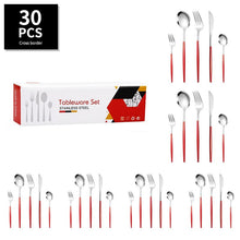 Load image into Gallery viewer, Stainless Steel Tableware Portuguese Knife and Fork 30-Piece Set Western Food Golden Steak Knife, Fork and Spoon Light Luxury Gift Set
